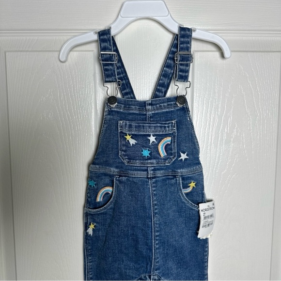 Tucker + Tate Baby Denim Overalls 12m Blue Star Rainbow Embroidered Jumpsuit - Picture 3 of 14